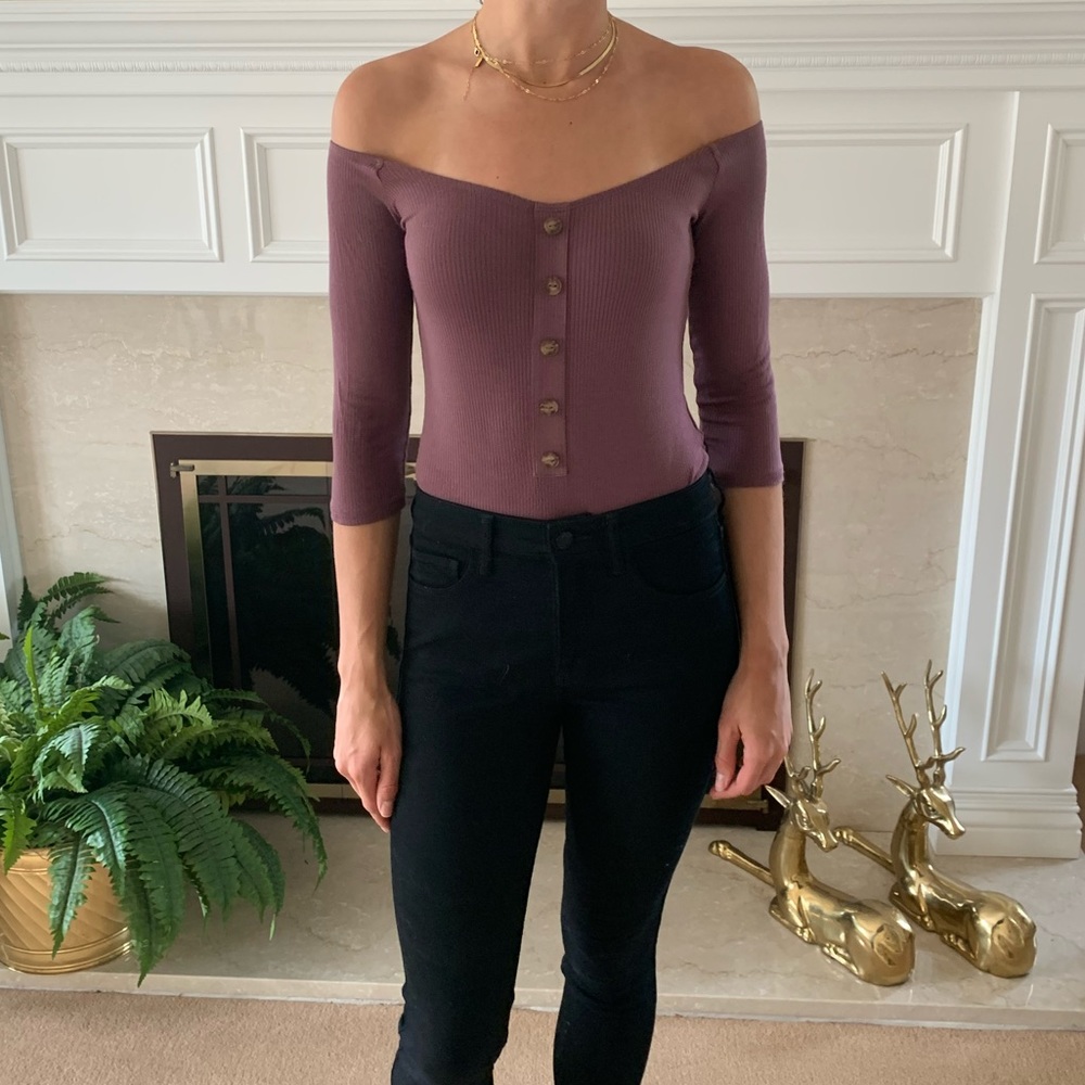 Express off the shoulders bodysuit (color: purple)